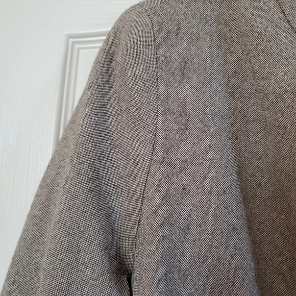 Vintage Feraud Virgin Wool Silk Tweed Brown Long Fringed Blazer Women's Sz Large